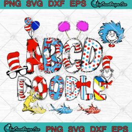 Dr. Seuss Alphabet SVG, ABCD Doodle Dr. Seuss Gift SVG PNG EPS DXF PDF, Cricut File