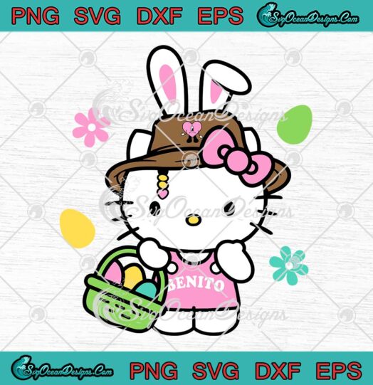 Easter Benito Hello Kitty Bunny SVG - Easter Bad Bunny SVG - Happy Easter Day SVG PNG EPS DXF PDF, Cricut File