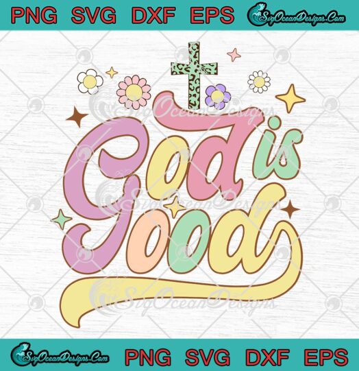 God Is Good Retro SVG - Leopard Cross Jesus Christian SVG PNG EPS DXF PDF, Cricut File