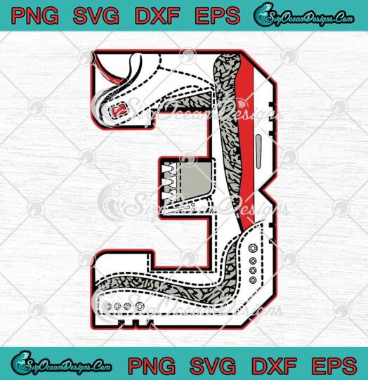 Jordan Fire Red 3s SVG - Matching Air Jordan 3 Red Cement SVG PNG EPS DXF PDF, Cricut File