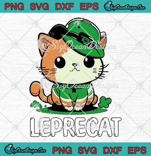 Leprecat Irish Cat Kids Funny SVG - St. Patrick's Day Parade SVG PNG EPS DXF PDF, Cricut File