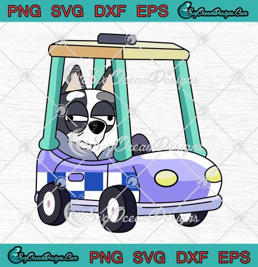 Muffin Driving Police Car Funny SVG - Bluey Muffin Heeler SVG PNG EPS DXF PDF, Cricut File
