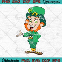 Patrick's Day Leprechaun Elf Presenting SVG - Lucky Leprechaun SVG - St. Patricks SVG PNG EPS DXF PDF, Cricut File