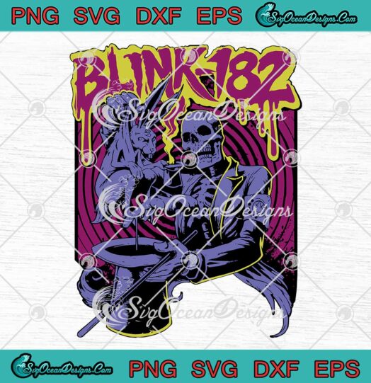 Retro 90s Blink-182 Skeleton SVG - Vintage Blink-182 Rock Band SVG PNG EPS DXF PDF, Cricut File