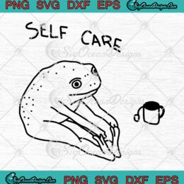 Self Care Frog Funny SVG - Frog Doing Yoga With Tea SVG PNG EPS DXF PDF, Cricut File