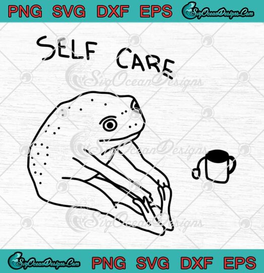 Self Care Frog Funny SVG - Frog Doing Yoga With Tea SVG PNG EPS DXF PDF, Cricut File