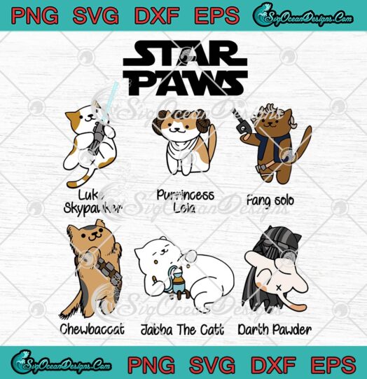 Star Paws Cats Funny SVG, Gift For Star Wars Fans SVG, Cat And Animal Lovers SVG PNG EPS DXF PDF, Cricut File