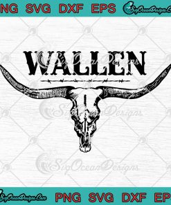 Wallen Western Bull Skull Vintage SVG - Retro Morgan Wallen SVG