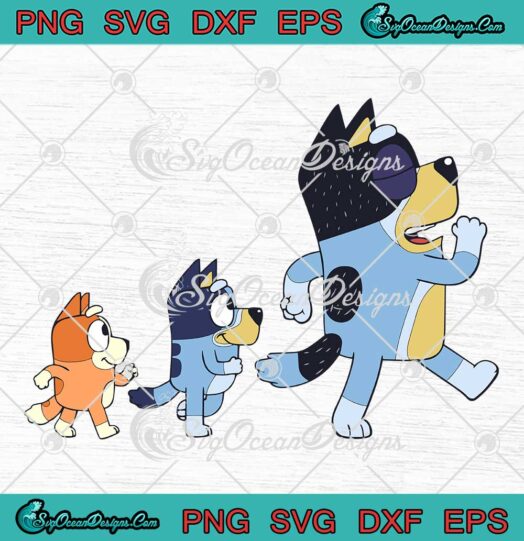 Bandit Bluey And Bingo Walking SVG - Disney Bluey Father's Day SVG PNG EPS DXF PDF, Cricut File