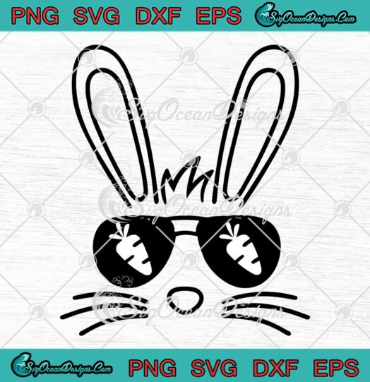 Bunny Face With Sunglasses Carrot SVG - Kids Gift For Easter Day SVG PNG EPS DXF PDF, Cricut File