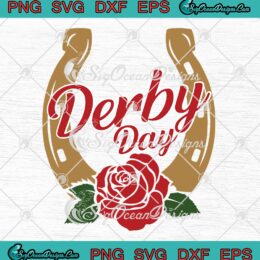Derby Day Horseshoe Rose SVG - Kentucky Derby SVG - Horse Racing 2023 SVG PNG EPS DXF PDF, Cricut File