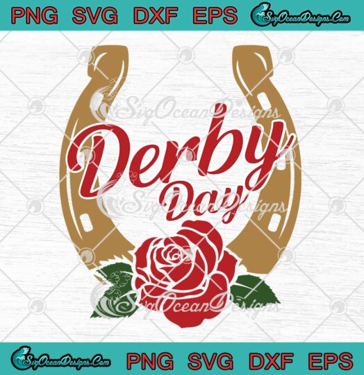 Derby Day Horseshoe Rose SVG - Kentucky Derby SVG - Horse Racing 2023 SVG PNG EPS DXF PDF, Cricut File