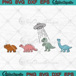 Dinosaur Alien Abduction SVG - Cute Dinosaur Funny Dino Abduction UFO SVG PNG EPS DXF PDF, Cricut File