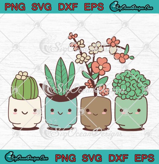 Gardening Cute Succulent Cactus SVG - Plant Floral Botanical Plant Lovers SVG PNG EPS DXF PDF, Cricut File