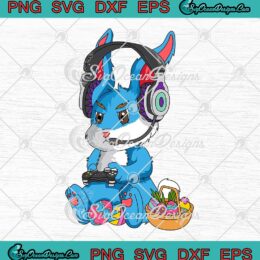 Happy Easter Day Bunny Gamer SVG - Funny Rabbit Gaming Kids SVG PNG EPS DXF PDF, Cricut File