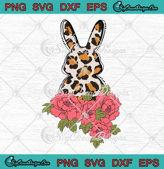Leopard Bunny Floral Cute SVG - Easter Day Outfit For Women Girls SVG PNG EPS DXF PDF, Cricut File