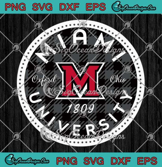 Miami University 1809 Plaid Badge SVG - Miami RedHawks Football SVG PNG EPS DXF PDF, Cricut File