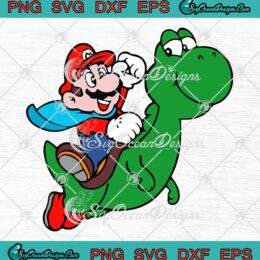 Nintendo Super Mario Riding Yoshi SVG - Super Mario Bros. 3 Video Game SVG PNG EPS DXF PDF, Cricut File