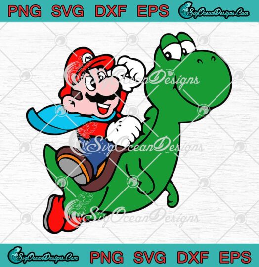 Nintendo Super Mario Riding Yoshi SVG - Super Mario Bros. 3 Video Game SVG PNG EPS DXF PDF, Cricut File