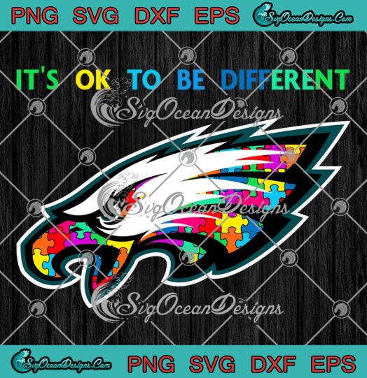 Philadelphia Eagles NFL Autism 2023 SVG - It's Ok To Be Different SVG PNG EPS DXF PDF, Cricut File