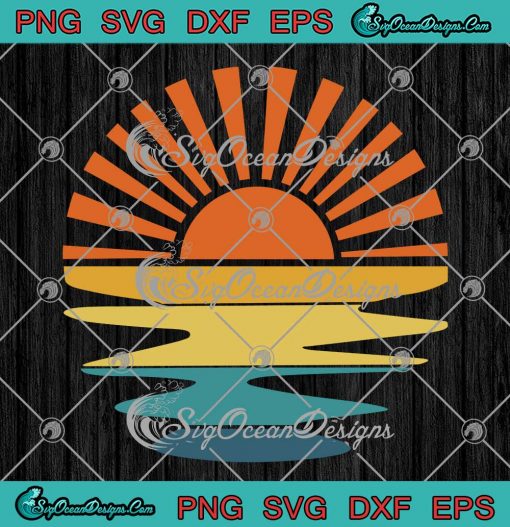 Retro Sunset Rays Wavy Water SVG - Vintage Retro Sunshine SVG PNG EPS ...