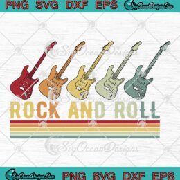 Rock And Roll Guitar Music SVG - Guitar Player Vintage Retro SVG PNG EPS DXF PDF, Cricut File