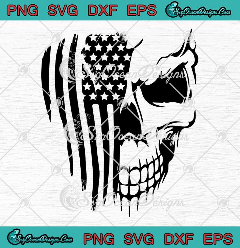 Skull American Flag US Military SVG - Skull Patriotic Day SVG PNG EPS ...