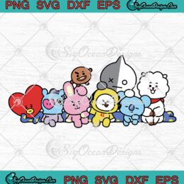 BT21 Cute Chibi BTS Characters SVG - KPop Bangtan Boys 2023 SVG PNG EPS DXF PDF, Cricut File