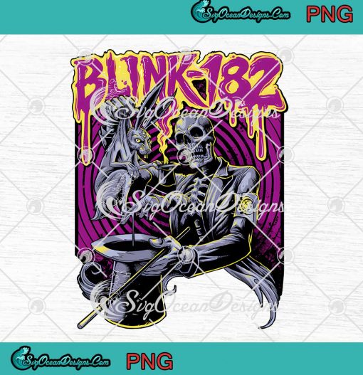 Blink-182 Rock Band Graphic Art PNG - Retro 90s Blink-182 Skeleton PNG JPG Clipart, Digital Download