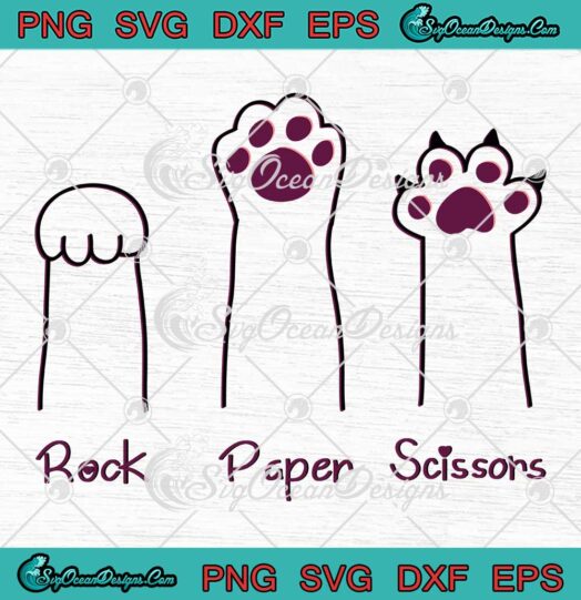 Cat Paw Rock Paper Scissors SVG - Funny Cat Lovers Gift SVG PNG EPS DXF PDF, Cricut File