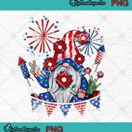 Gnome Sunflower American Flag PNG - Happy Independence Day PNG JPG Clipart, Digital Download