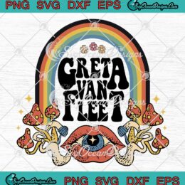 Greta Van Fleet Rainbow Retro SVG - Groovy Dream In Gold Tour 2023 SVG PNG EPS DXF PDF, Cricut File