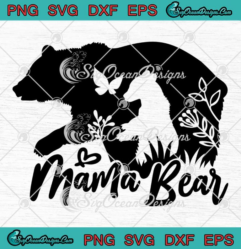 Mama Bear With Cub Floral Retro SVG - Cute Mother's Day Gift SVG PNG ...