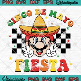 Super Mario Cinco De Mayo Fiesta SVG - Retro Peace Love Mexican Party SVG PNG EPS DXF PDF, Cricut File