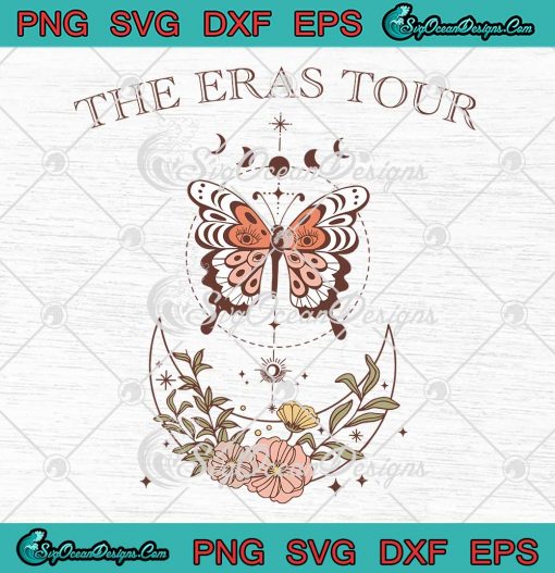 The Eras Tour Butterfly Floral SVG - Taylor Swift Vintage Concert Swiftie Gift SVG PNG EPS DXF PDF, Cricut File