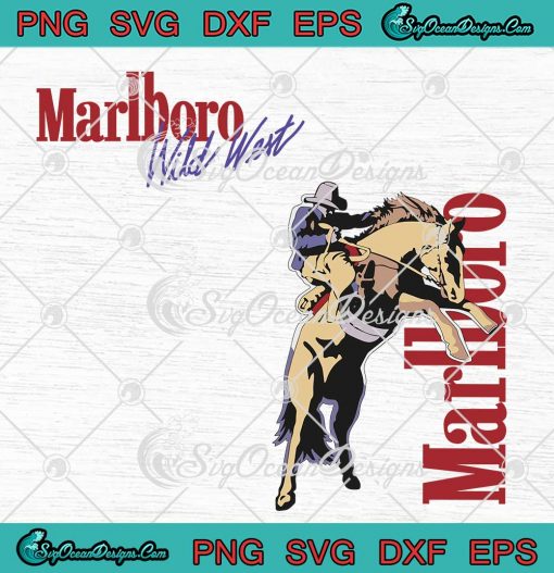 Vintage Marlboro Wild West Cowboy SVG - 90s Marlboro Cowboy SVG PNG EPS DXF PDF, Cricut File