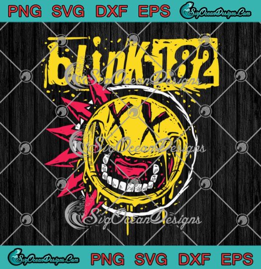 Blink-182 Rock Smile Face SVG - Blink-182 Smiley Music Band Punk Rock SVG PNG EPS DXF PDF, Cricut File