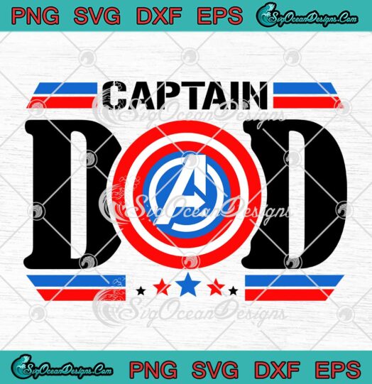 Captain Dad Superhero Dad Funny SVG - Captain America Dad Father's Day SVG PNG EPS DXF PDF, Cricut File