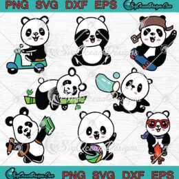 Cute Panda Cute Gift For Kids SVG - Birthday Gift For Panda Lovers Bundle SVG PNG EPS DXF PDF, Cricut File