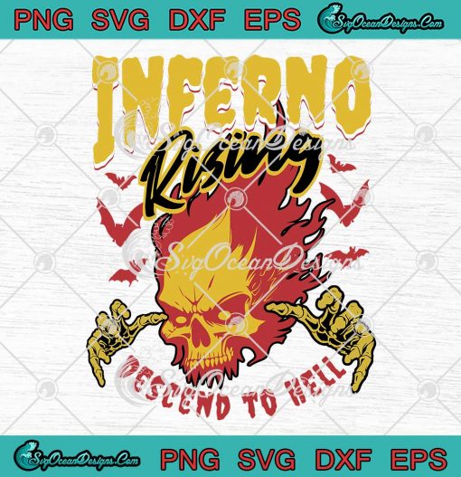 Devil Skull Inferno Rising SVG - Descend To Hell SVG PNG EPS DXF PDF, Cricut File