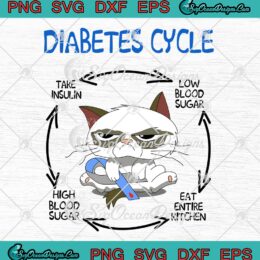 Funny Cat Diabetes Cycle SVG - Meme Cat Diabetes Awareness SVG PNG EPS DXF PDF, Cricut File