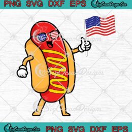 Funny Hot Dog 4th Of July USA Flag SVG - Happy Independence Day SVG PNG EPS DXF PDF, Cricut File