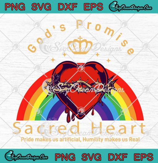 God's Promise Sacred Heart Christian SVG - Sacred Heart Of Jesus SVG PNG EPS DXF PDF, Cricut File
