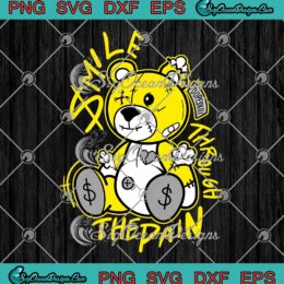 Jordan 4 Yellow Retro Gs Lightning SVG - Matching Bear Smile Through The Pain SVG PNG EPS DXF PDF, Cricut File