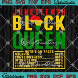 Juneteenth Black Queen SVG - Nutrition Facts Freedom Day SVG - Black History Month SVG PNG EPS DXF PDF, Cricut File