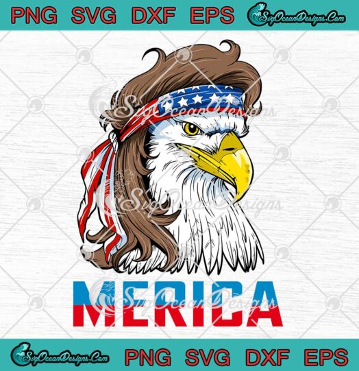 Merica Eagle Mullet 4th Of July SVG - USA Flag Patriotic SVG, Independence Day SVG PNG EPS DXF PDF, Cricut File