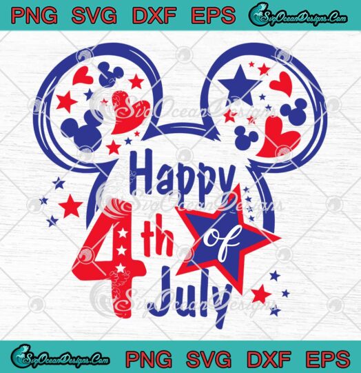 Mickey Mouse Happy 4th Of July SVG - Disney Patriotic Independence Day SVG PNG EPS DXF PDF, Cricut File