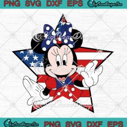 Minnie Mouse Disney Merica Star SVG - 4th Of July Independence Day SVG PNG EPS DXF PDF, Cricut File