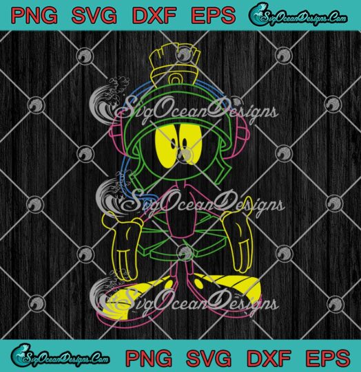 Neon Marvin The Martian SVG - Looney Tunes Warner Bros Cartoon SVG PNG EPS DXF PDF, Cricut File