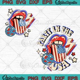 Party In The USA Patriotic Retro SVG - 4th Of July Independence Day SVG PNG EPS DXF PDF, Cricut File